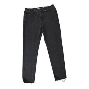 size 16 womens Seven7 Black Mid-Hi high waist Rise Skinny Jeans Raw‎ Hem